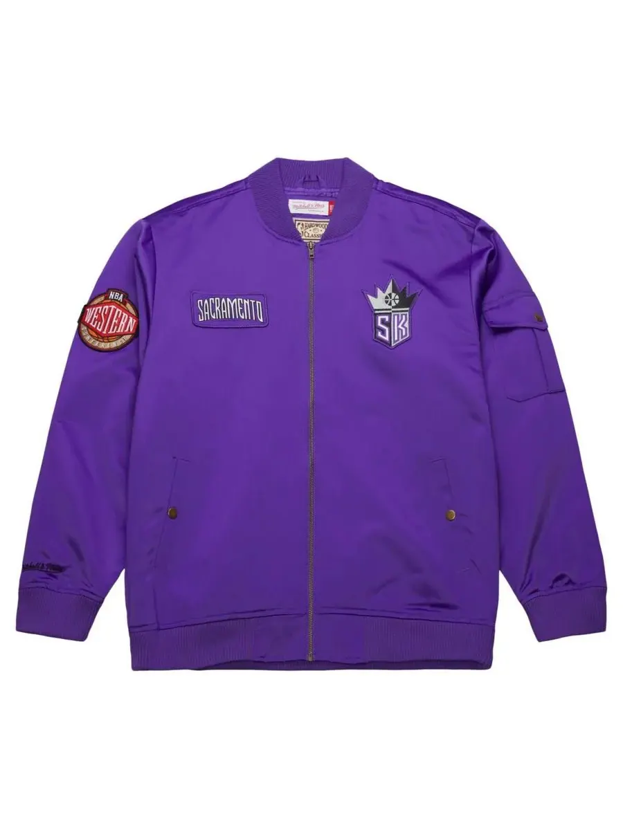 Mitchell & Ness Мужская фиолетовая атласная куртка на молнии Sacramento Kings Hardwood Classics — изображение 3 из 5