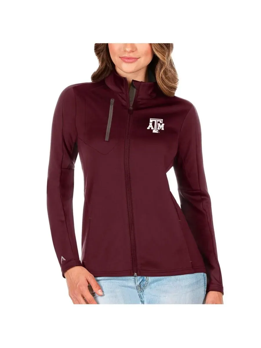 Antigua Женская куртка на молнии цвета бордовый/графитовый, производства Texas A&M Aggies Generation