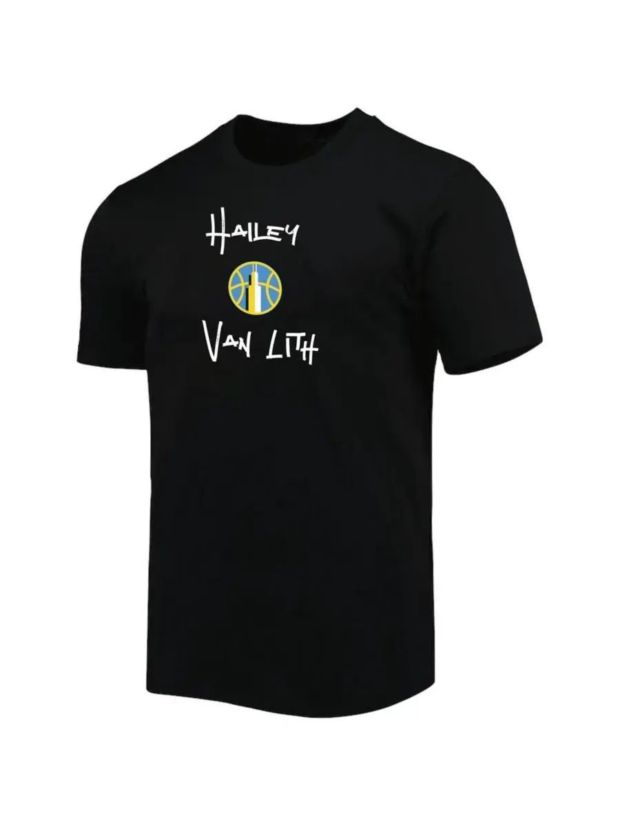 Round21 Мужская и женская футболка Hailey Van Lith Black Chicago Sky с номером игрока — изображение 3 из 3, черный
