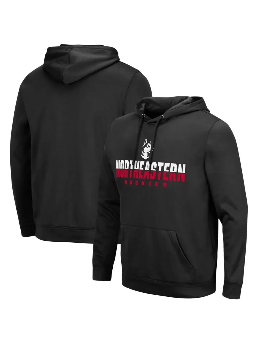 Colosseum Мужская черная толстовка с капюшоном Northeastern Huskies Lantern Pullover Hoodie