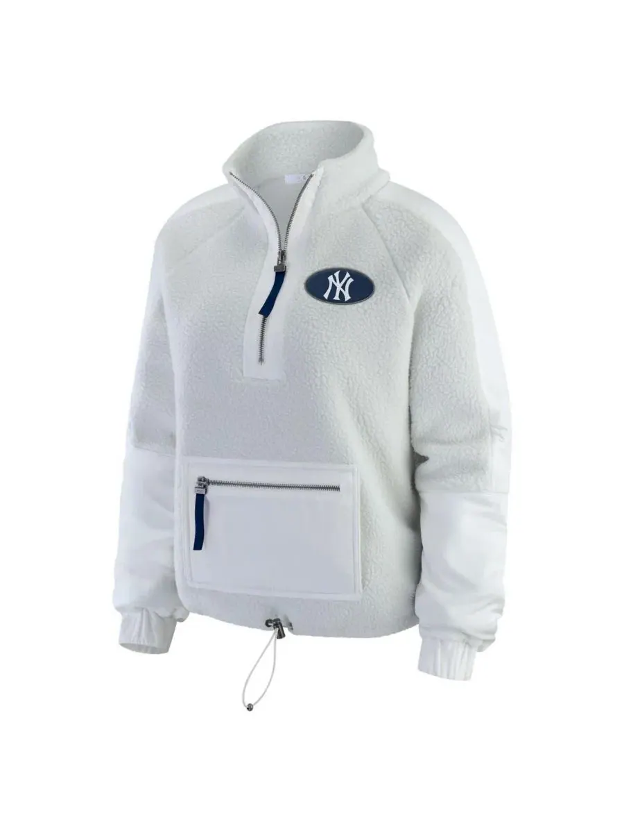 Женская куртка из поларфлиса с полузамком New York Yankees Polar Fleece Quarter-Zip WEAR by Erin — изображение 2 из 7, серый