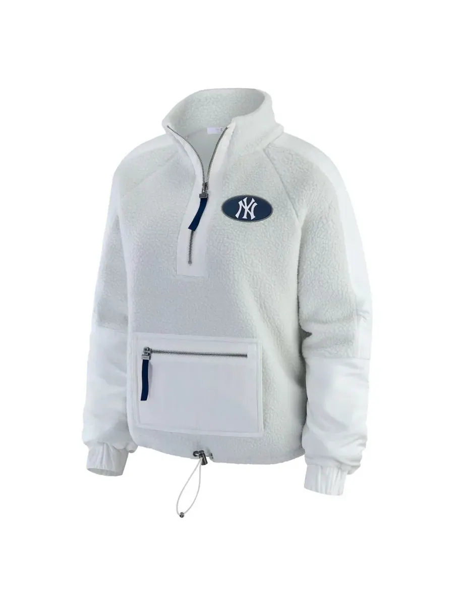 Женская куртка из поларфлиса с полузамком New York Yankees Polar Fleece Quarter-Zip WEAR by Erin — изображение 3 из 7, серый