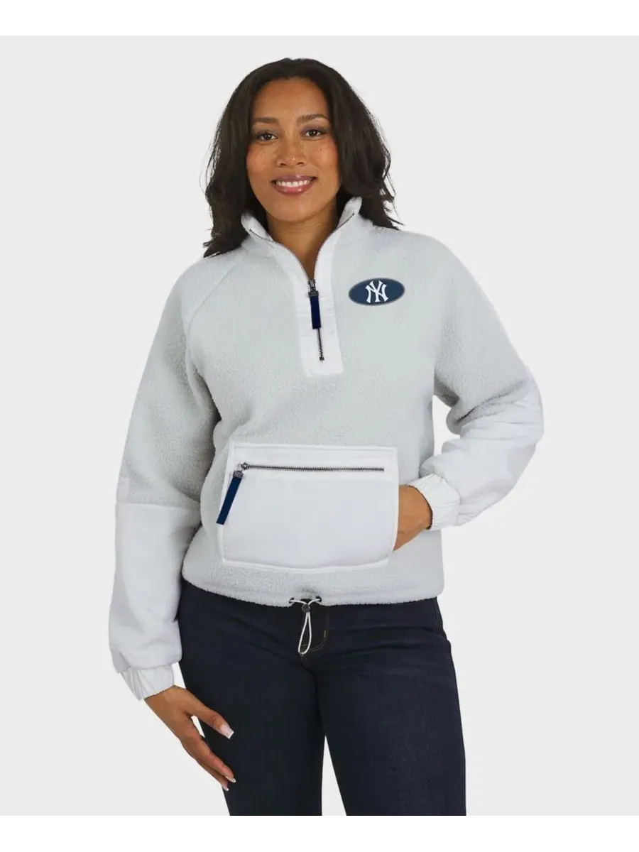 Женская куртка из поларфлиса с полузамком New York Yankees Polar Fleece Quarter-Zip WEAR by Erin — изображение 5 из 7, серый