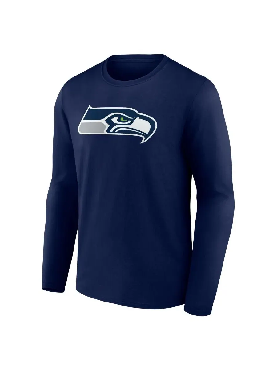 Футболка с длинным рукавом с принтом Primary Logo Seattle Seahawks Logo Athletic — изображение 3 из 4, темно-синий