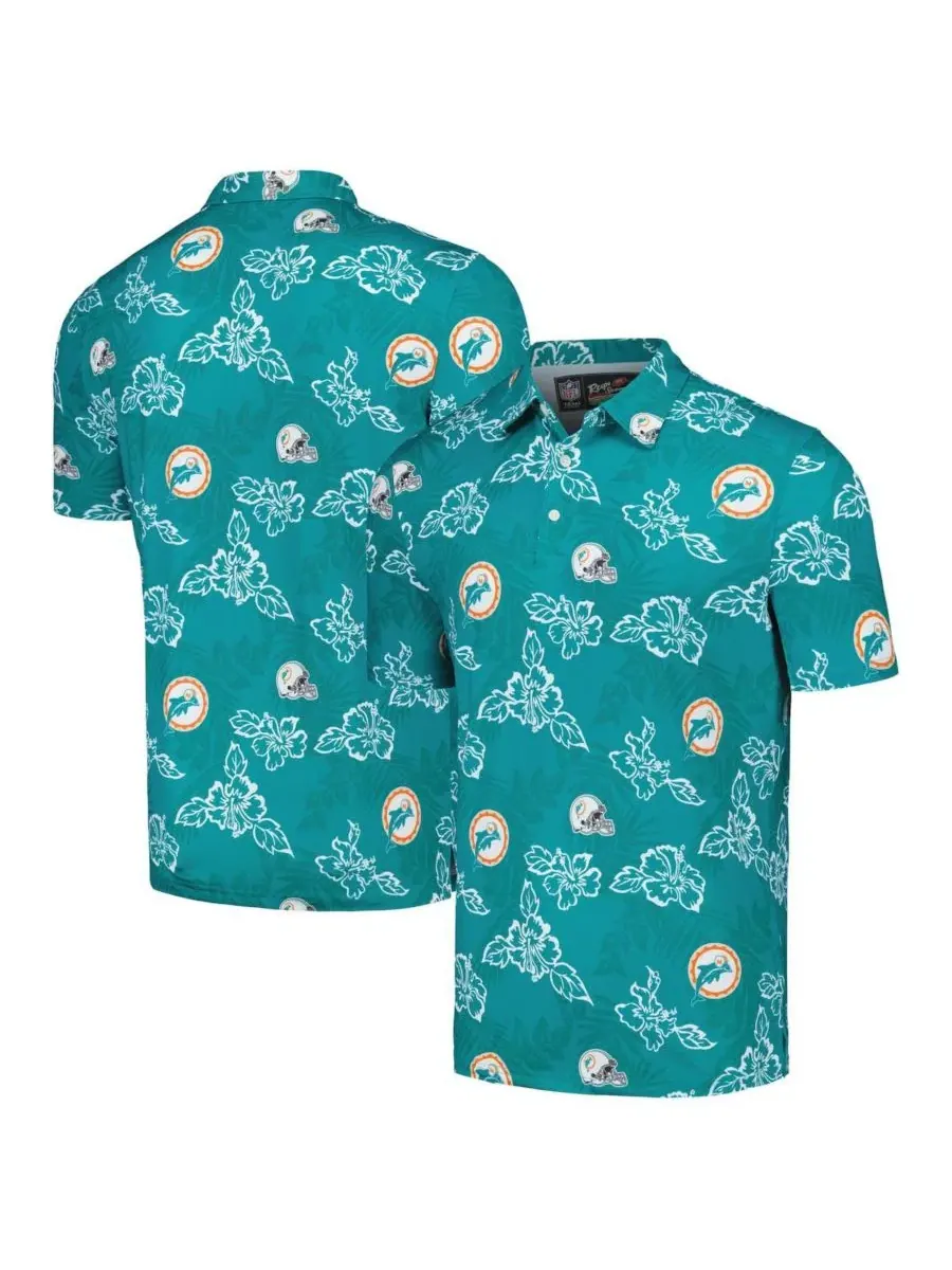 Поло из полиэстера с принтом Miami Dolphins Throwback Pua Reyn Spooner