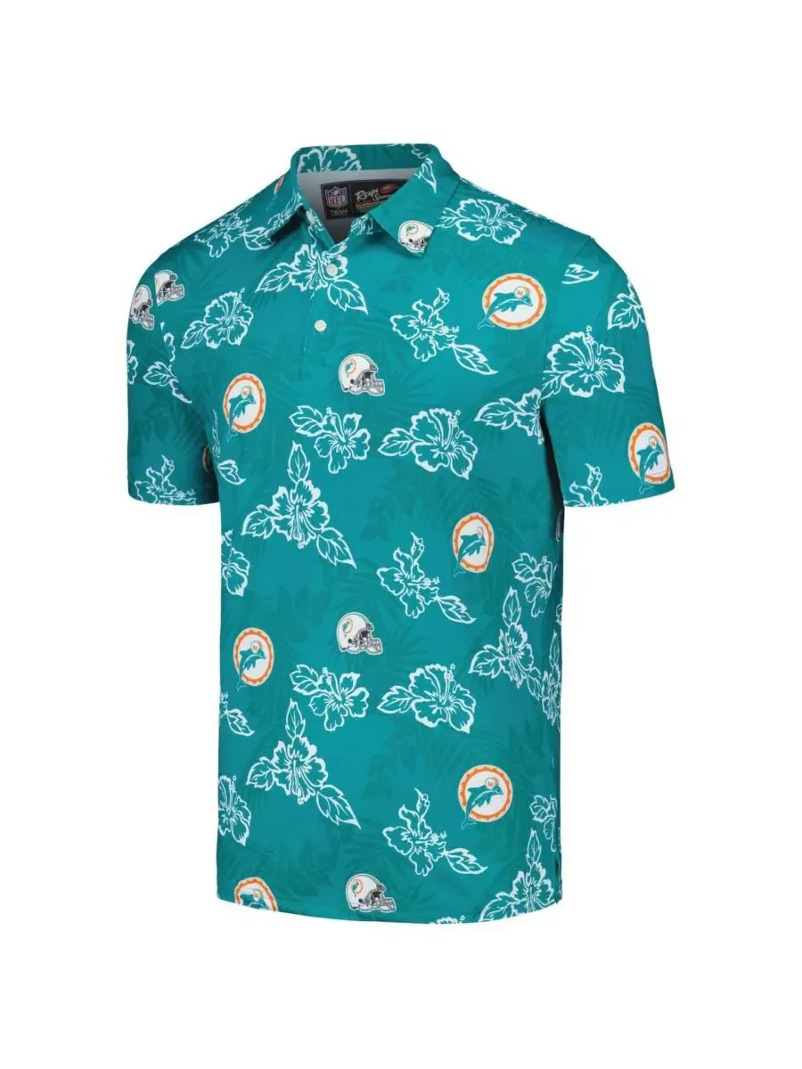 Поло из полиэстера с принтом Miami Dolphins Throwback Pua Reyn Spooner — изображение 2 из 3, голубой