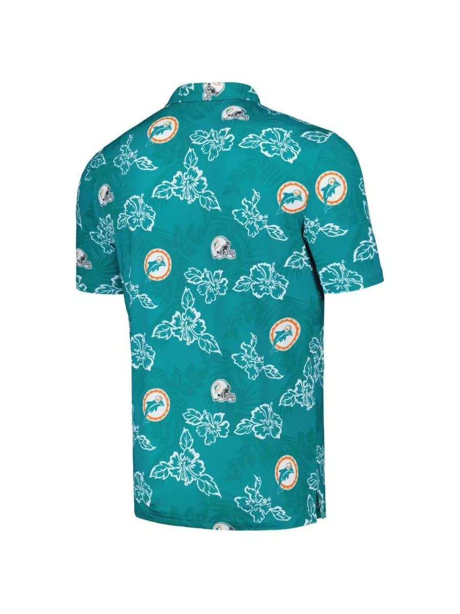 Поло из полиэстера с принтом Miami Dolphins Throwback Pua Reyn Spooner — изображение 3 из 3, голубой