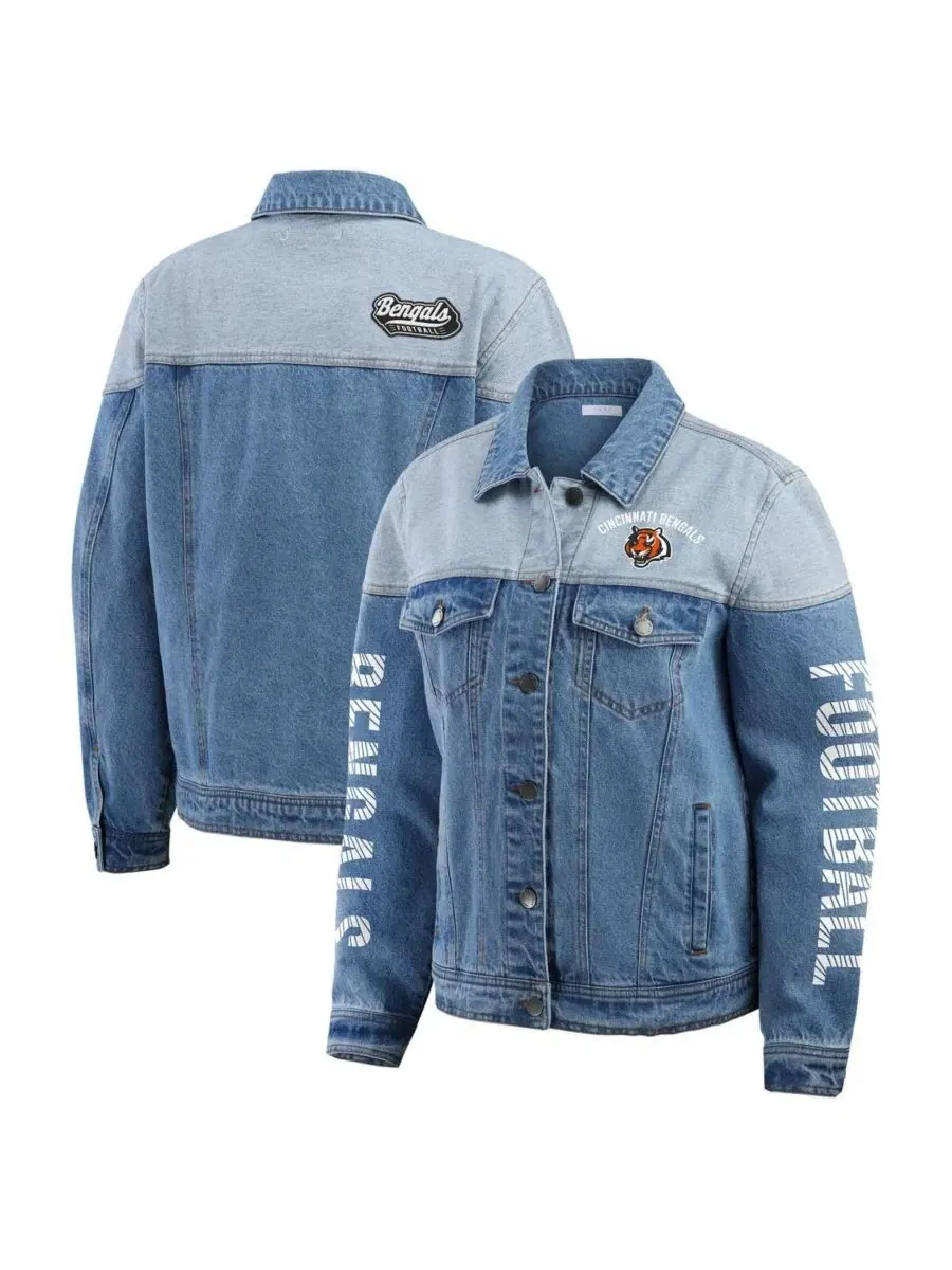 Женская джинсовая куртка с пуговицами Cincinnati Bengals Wear By Erin Andrews, деним