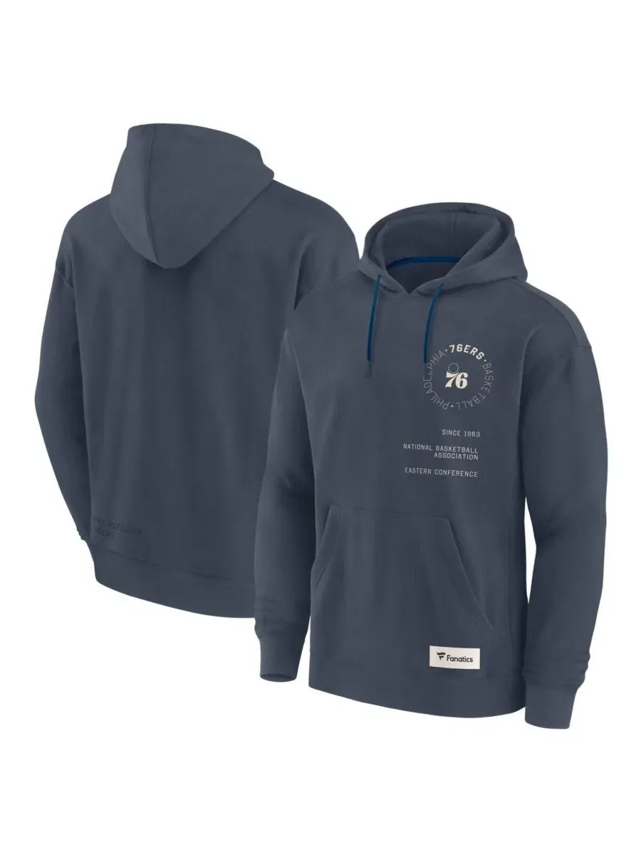 Мужская синяя толстовка Philadelphia 76ers Future Ground Info Elements Premium Pullover Hoodie