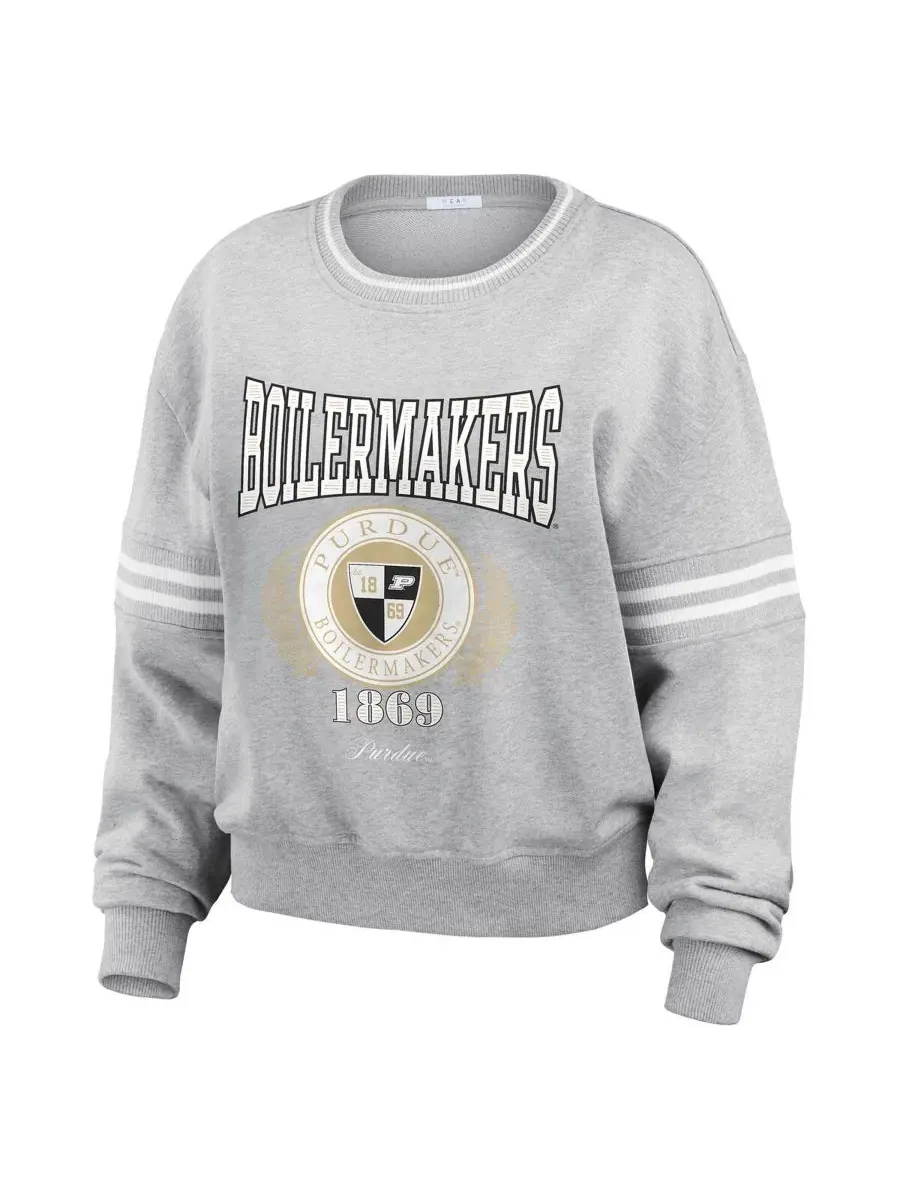 Свитер женский с принтом Purdue Boilermakers Classic Stripe WEAR by Erin Andrews — изображение 2 из 4, серый