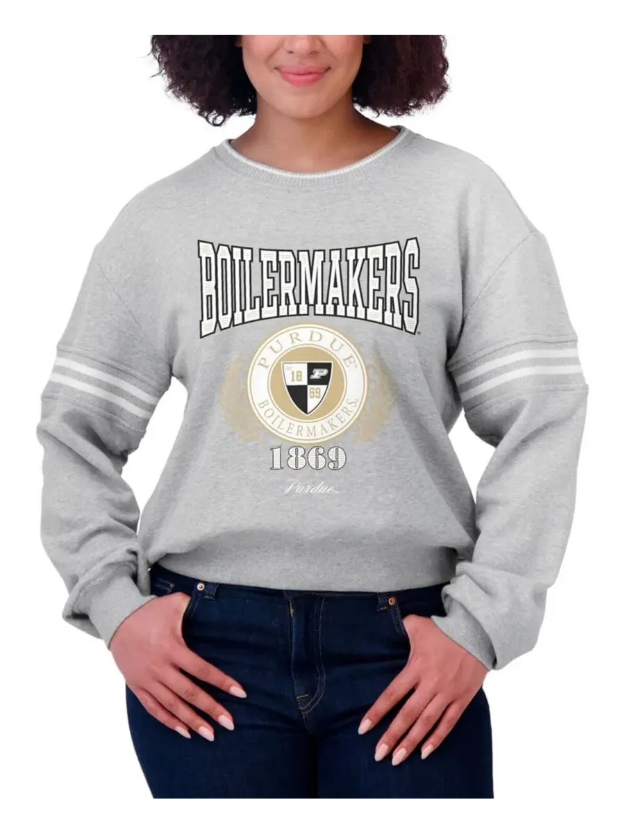 Свитер женский с принтом Purdue Boilermakers Classic Stripe WEAR by Erin Andrews — изображение 4 из 4, серый