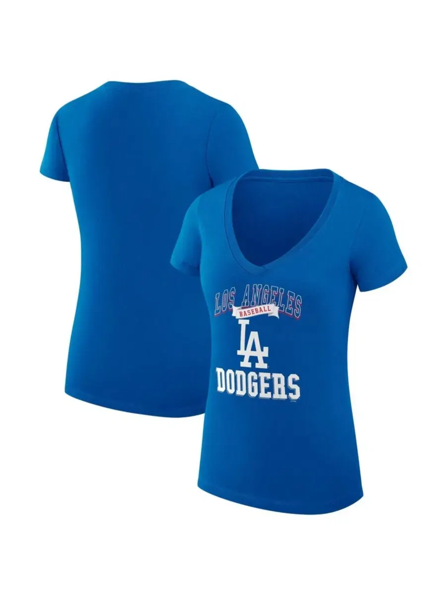 Футболка с v-образным вырезом и принтом Los Angeles Dodgers Super-Slim Fit G-III 4Her by Carl Banks