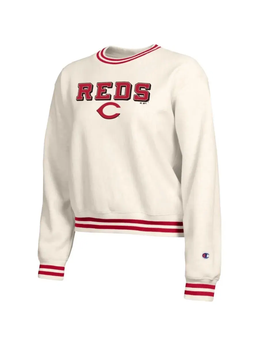 Женский свитшот с логотипом Cincinnati Reds Champion — изображение 3 из 3, бежевый