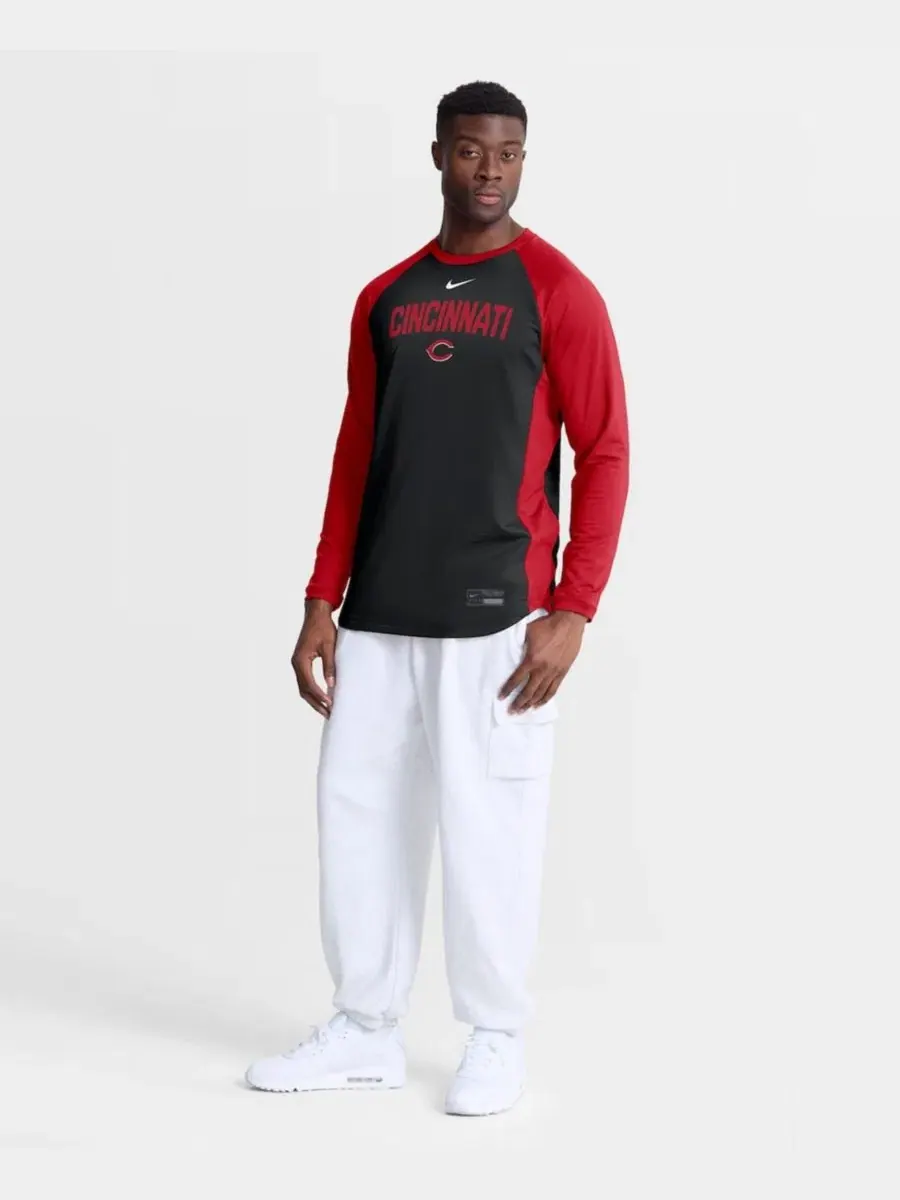 Свитшот с регланом и технологией Dri-FIT, Cincinnati Reds Authentic Collection Nike — изображение 5 из 5, черный красный