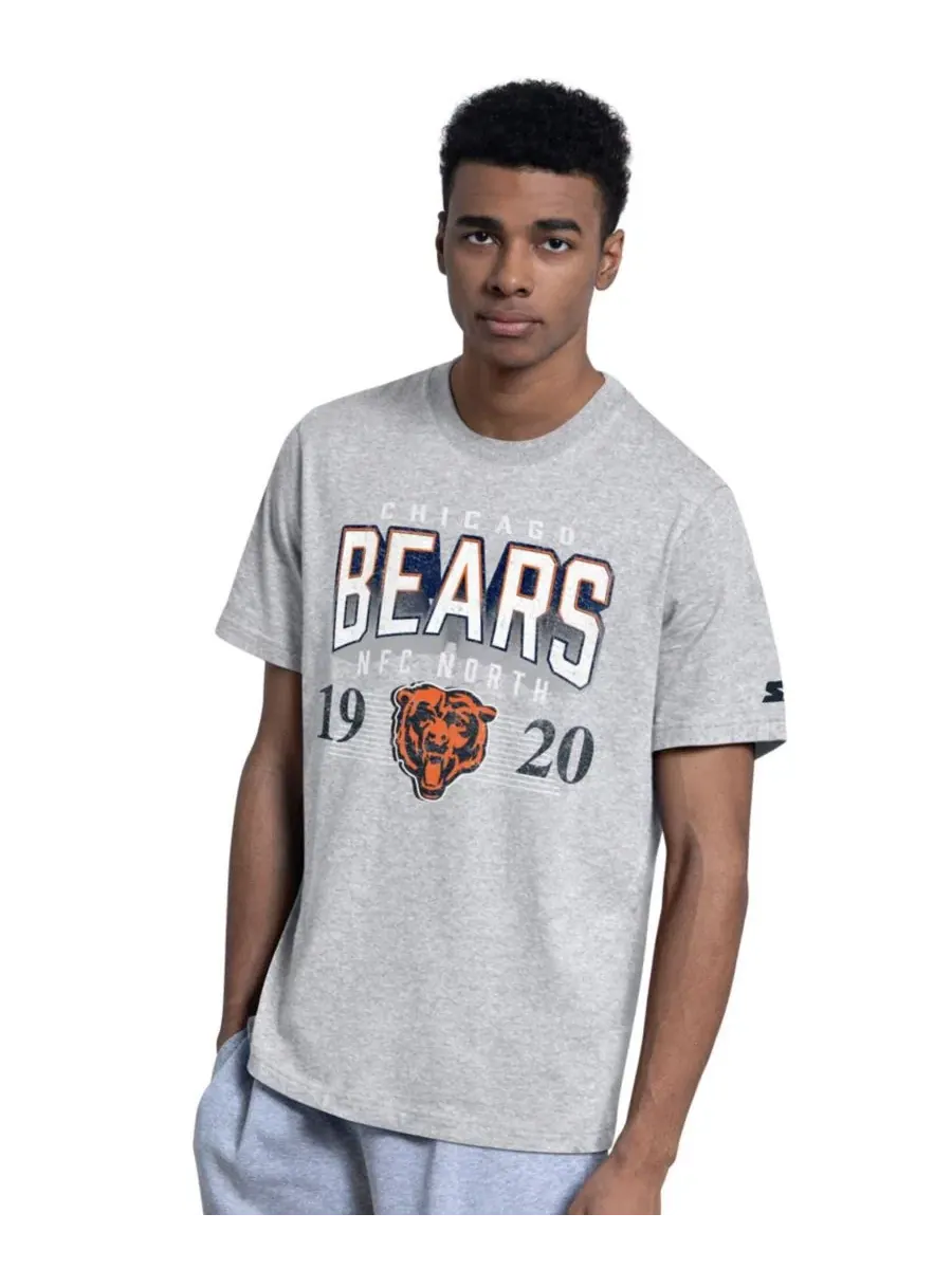 Комплект футболок с длинным рукавом с принтом Chicago Bears, 2 шт Starter — изображение 3 из 5, темно-синий серый