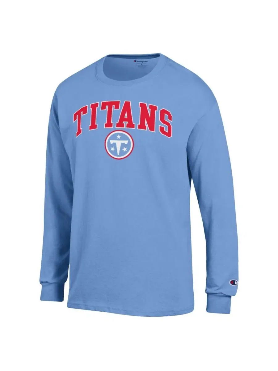 Футболка с длинным рукавом Tennessee Titans Arch Over Logo Champion — изображение 3 из 3, светлый синий