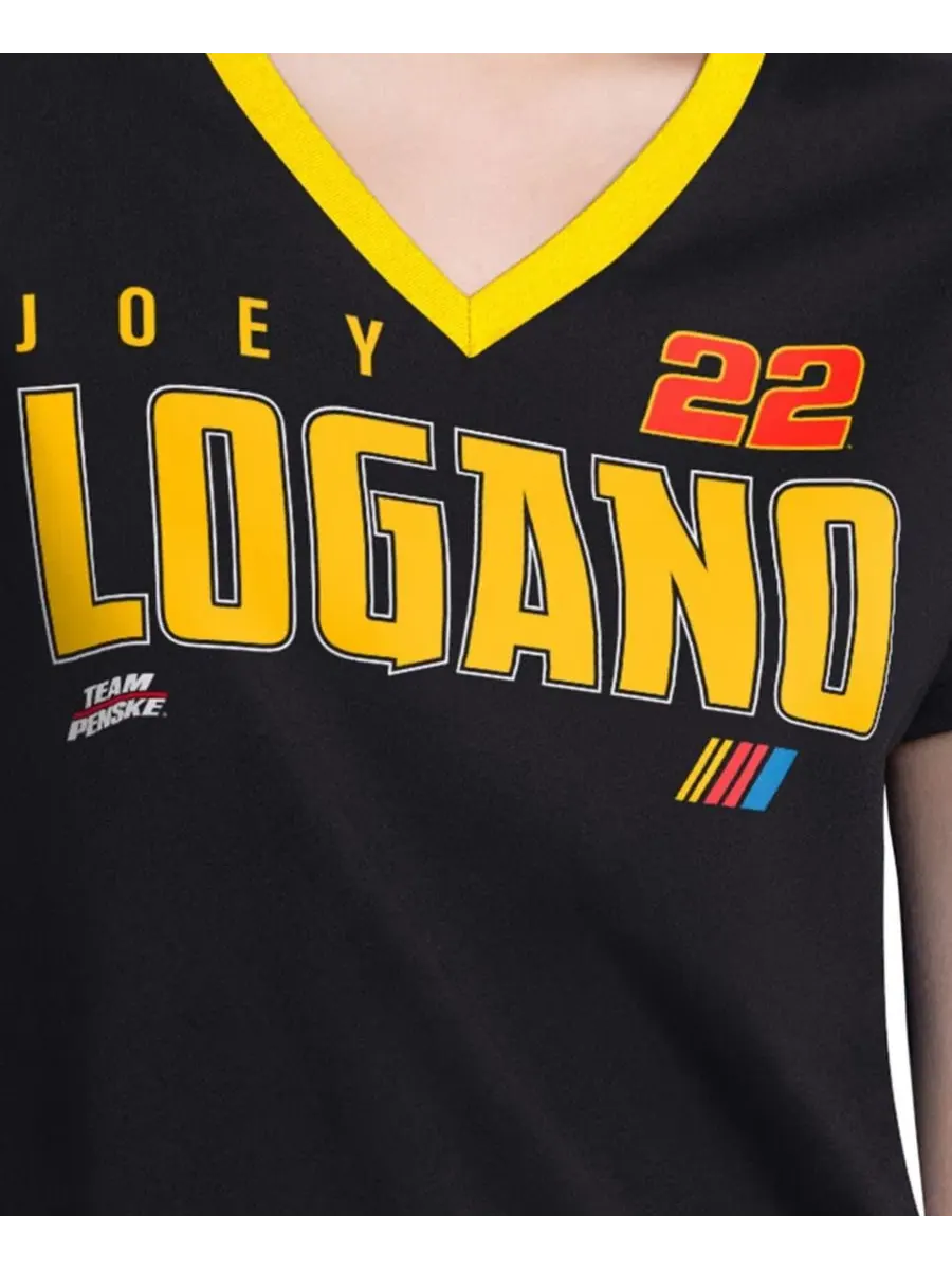 Футболка женская с V-образным вырезом Joey Logano Best Team G-III 4Her by Carl Banks — изображение 3 из 3, черный желтый