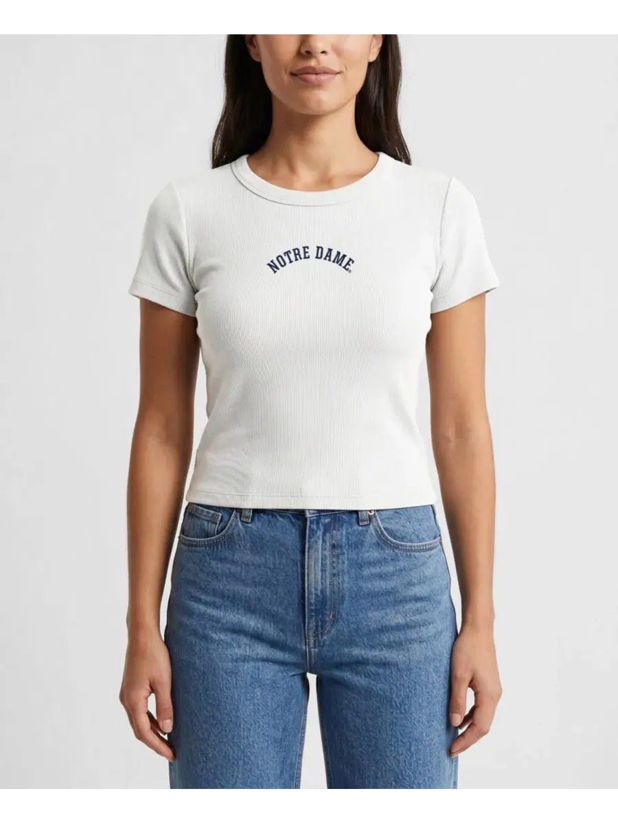 Футболка укороченная с вышивкой Upside Down Embroidery Ribbed Cropped T-Shirt Uscape Apparel