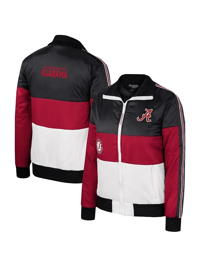 Женская пуховик с молнией во всю длину Crimson Alabama Crimson Tide в стиле колор-блок The Wild