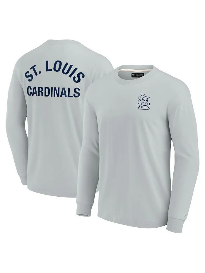 Мужская и женская серая супермягкая футболка с длинным рукавом St. Louis Cardinals Fanatics