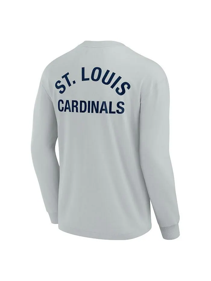 Мужская и женская серая супермягкая футболка с длинным рукавом St. Louis Cardinals Fanatics — изображение 2 из 3, серый