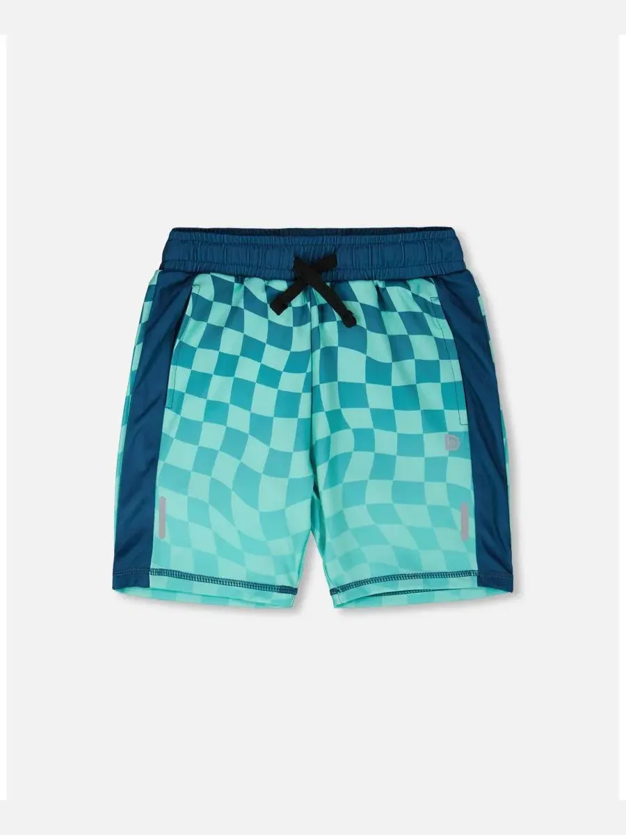 Спортивные шорты с принтом в клетку Deux par Deux, Teal Printed Checkerboard
