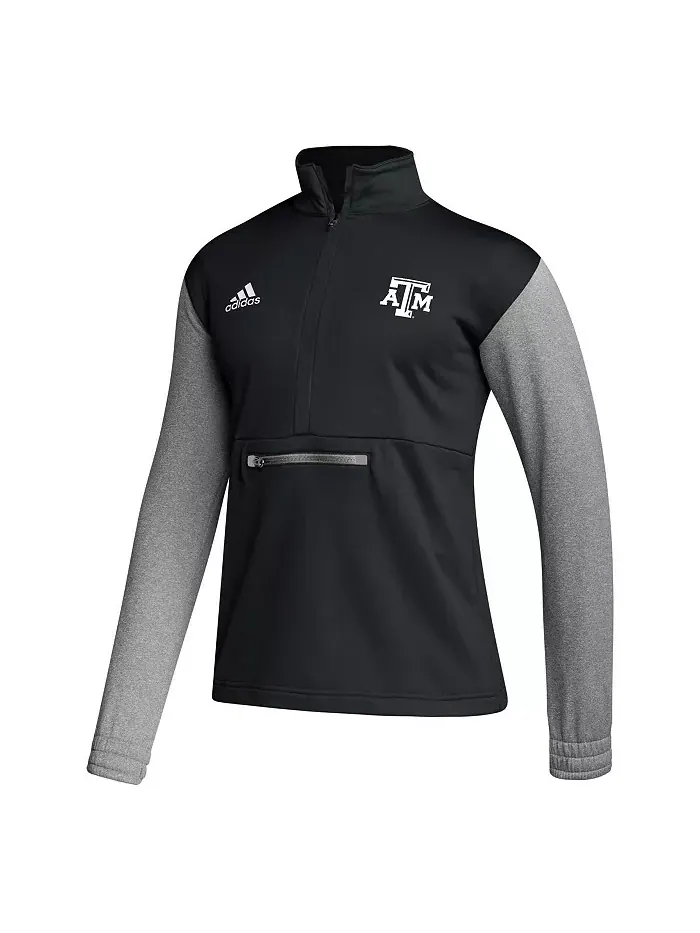 Мужская черная толстовка Texas A&M Aggies Sideline AEROREADY с полузастежкой adidas — изображение 2 из 3