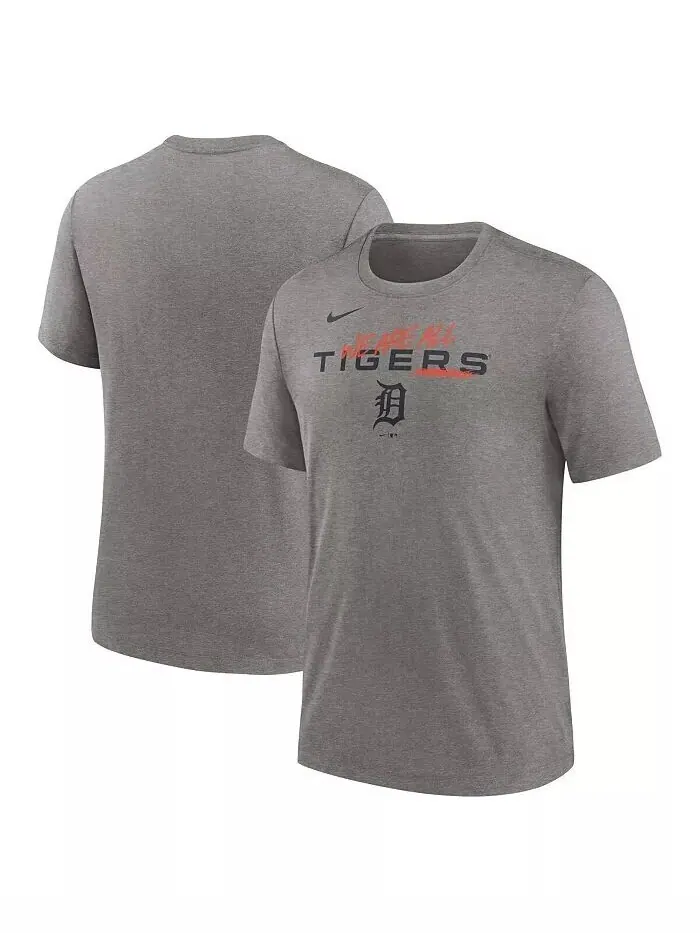 Футболка мужская Heather Charcoal Detroit Tigers We Are All Tri-Blend Nike — изображение 1 из 1