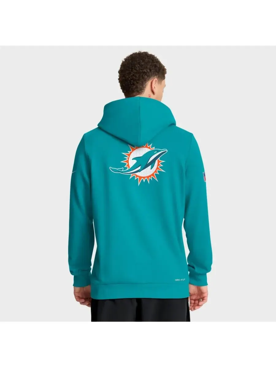 Мужская толстовка Aqua Miami Dolphins Sideline Standard Issue Utility Player Dri-FIT Full-Zip — изображение 2 из 3, голубой