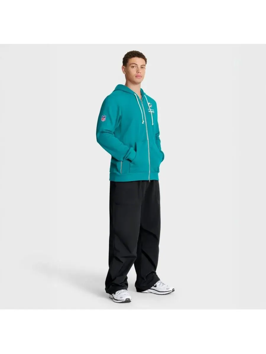 Мужская толстовка Aqua Miami Dolphins Sideline Standard Issue Utility Player Dri-FIT Full-Zip — изображение 3 из 3, голубой