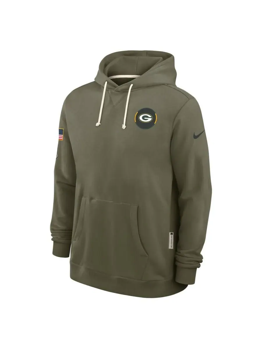 Nike Мужская толстовка оливкового цвета Green Bay Packers 2025 Salute to Service Sideline Standard — изображение 4 из 5