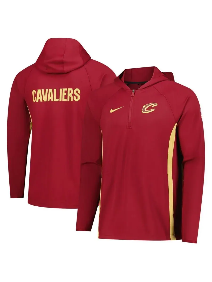 Мужская винная толстовка Cleveland Cavaliers Authentic On Court Zone Quarter-Zip Dri-FIT с
