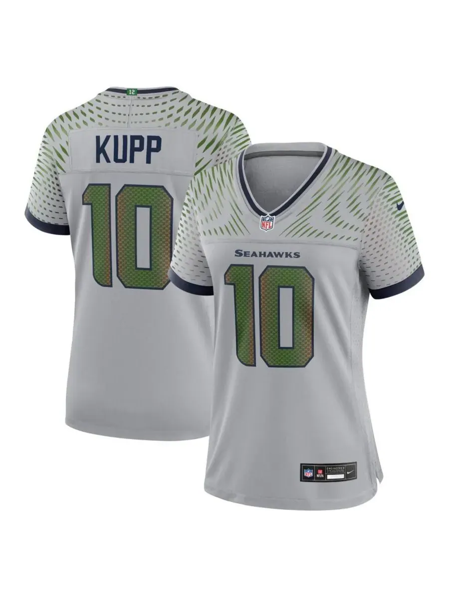 Nike Женская игровая футболка Cooper Kupp Wolf Gray Seattle Seahawks из коллекции Rivalries 2025