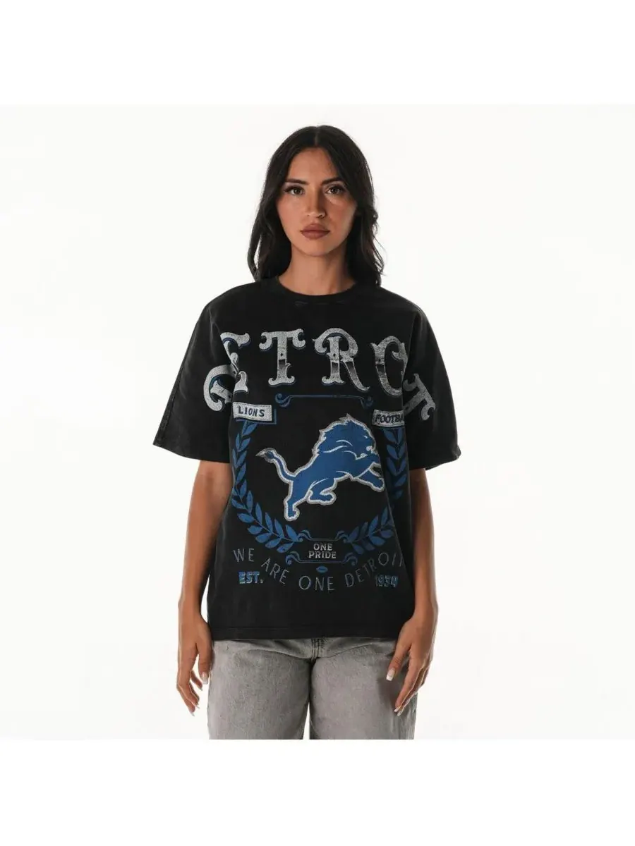 The Wild Collective Женская черная футболка Detroit Lions Laurel Premium Baggy Dolman