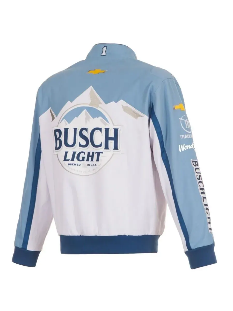 JH Design Мужская белая/светло-голубая форменная куртка Ross Chastain Busch Light Full-Span Twill — изображение 3 из 3