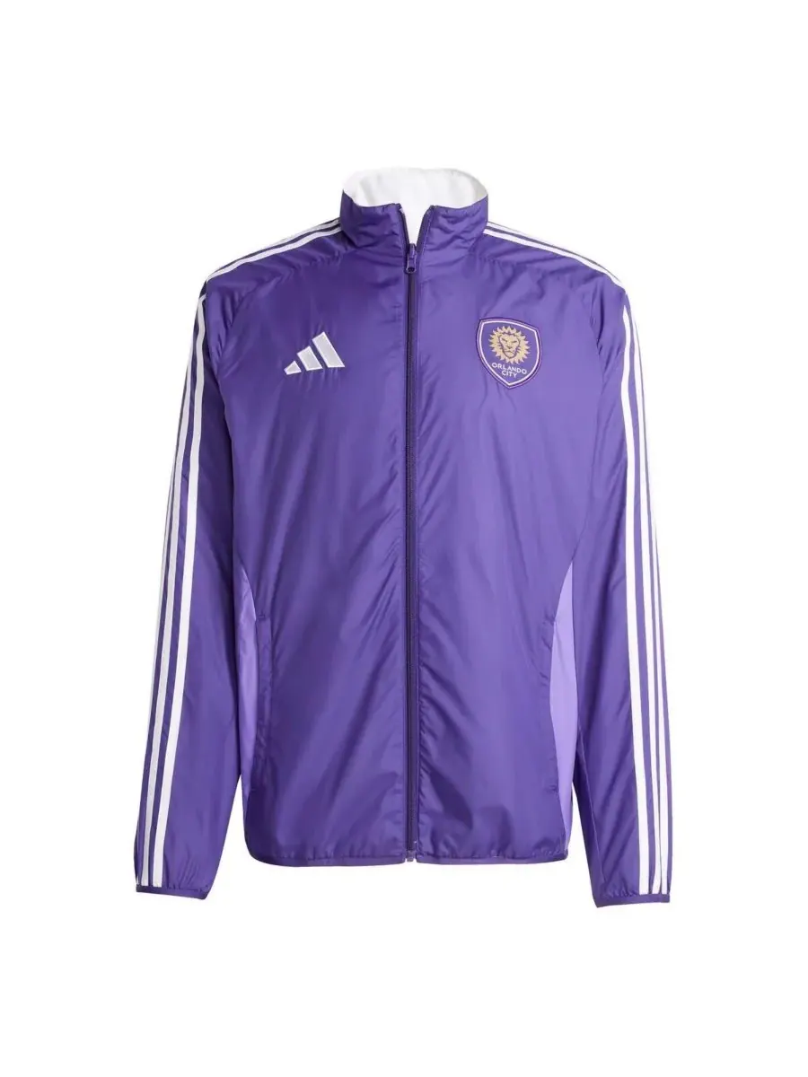 Adidas Мужская двусторонняя куртка на молнии, фиолетово-белая, с символикой футбольного клуба