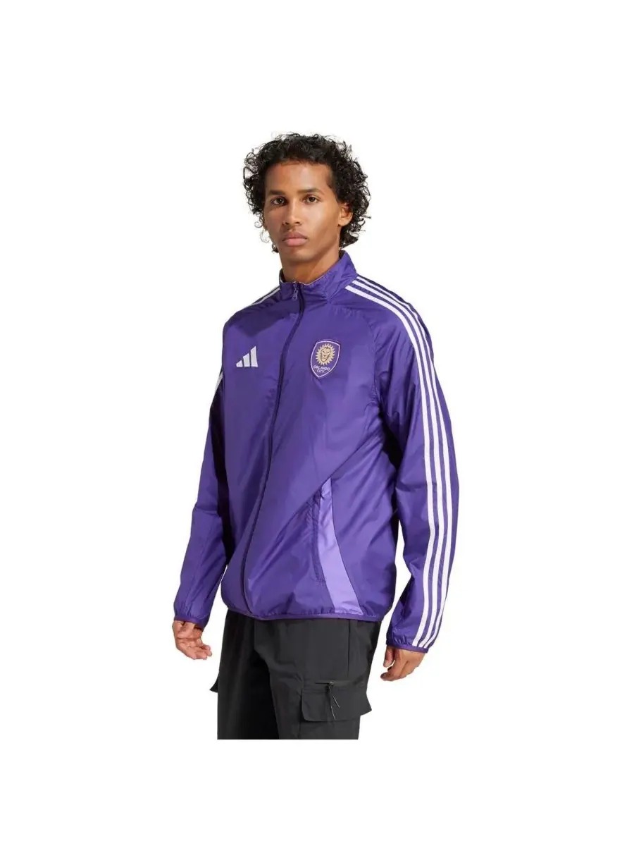 Adidas Мужская двусторонняя куртка на молнии, фиолетово-белая, с символикой футбольного клуба — изображение 4 из 4