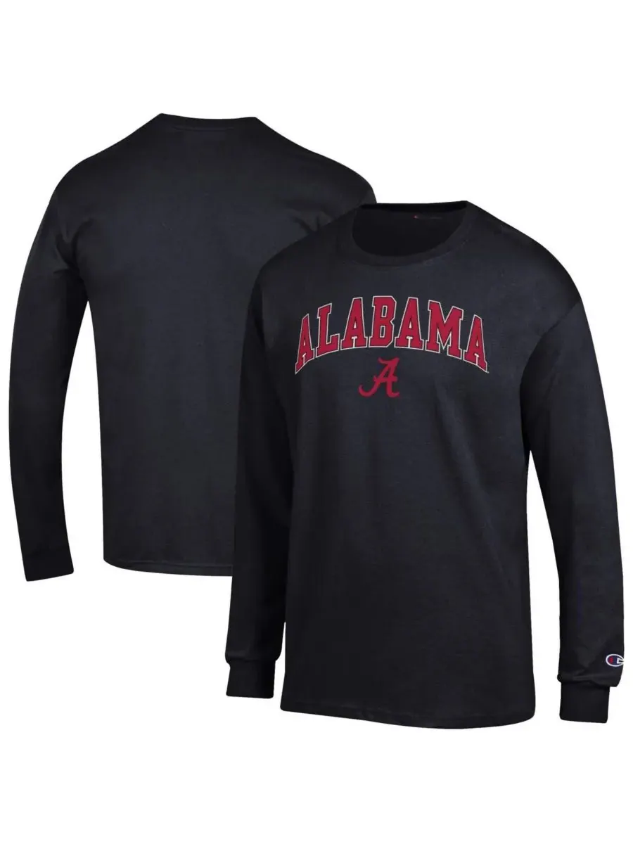 Champion Мужская черная футболка с длинными рукавами "Alabama Crimson Tide" с арочным логотипом