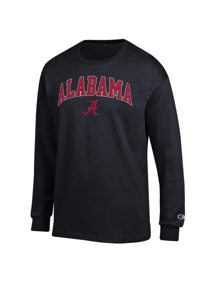 Champion Мужская черная футболка с длинными рукавами "Alabama Crimson Tide" с арочным логотипом — изображение 3 из 3, черный