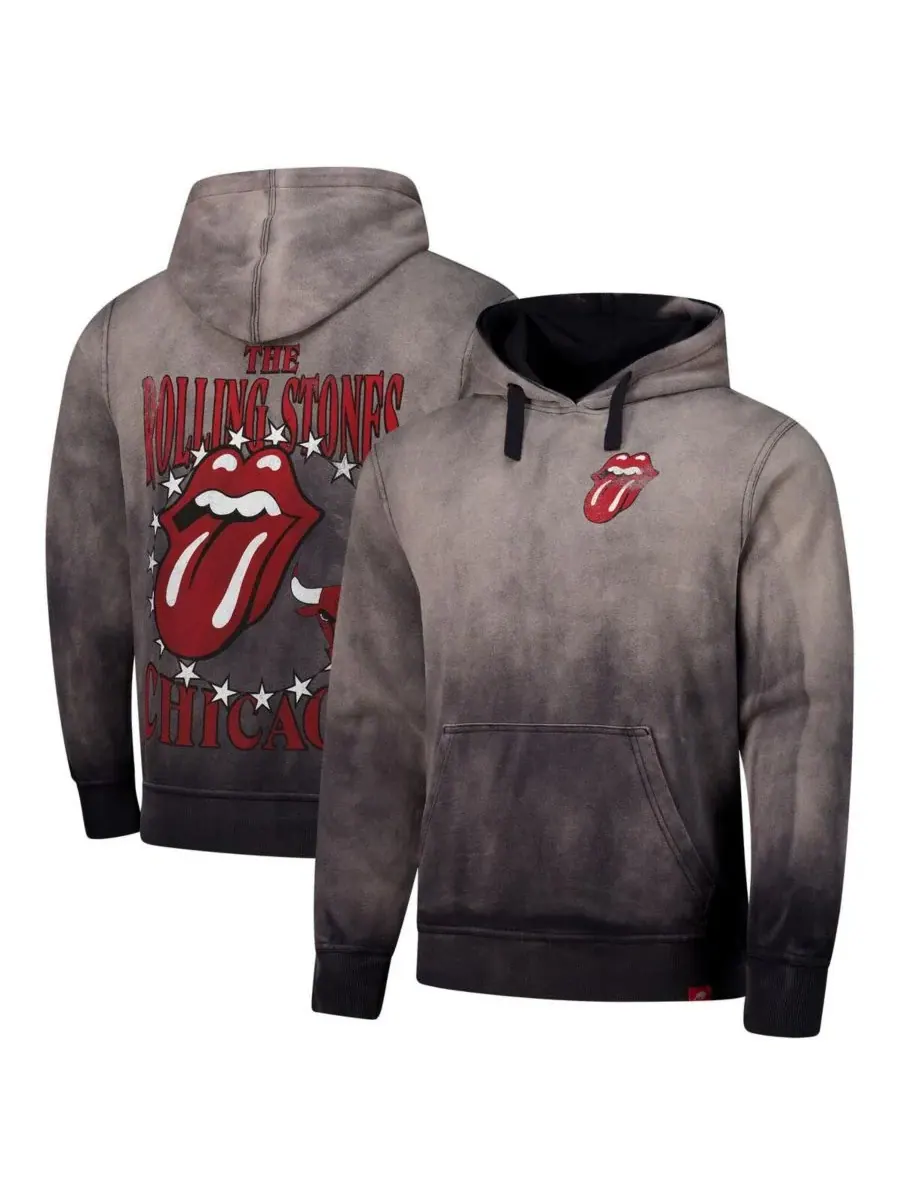 Sportiqe Мужская и женская серая толстовка с капюшоном Rolling Stones x Chicago Bulls Collab