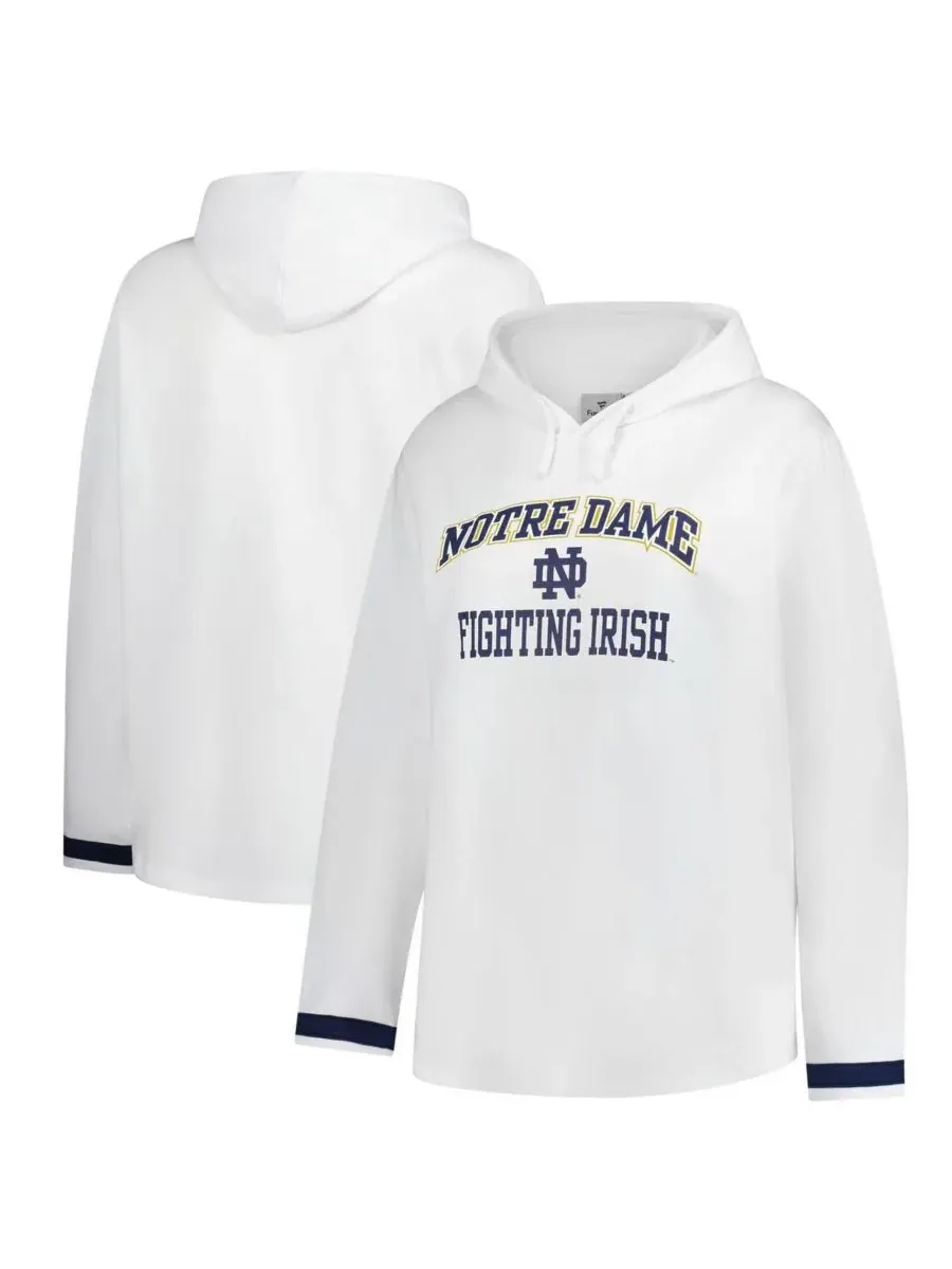 Fanatics Женская белая толстовка с капюшоном Notre Dame Fighting Irish больших размеров