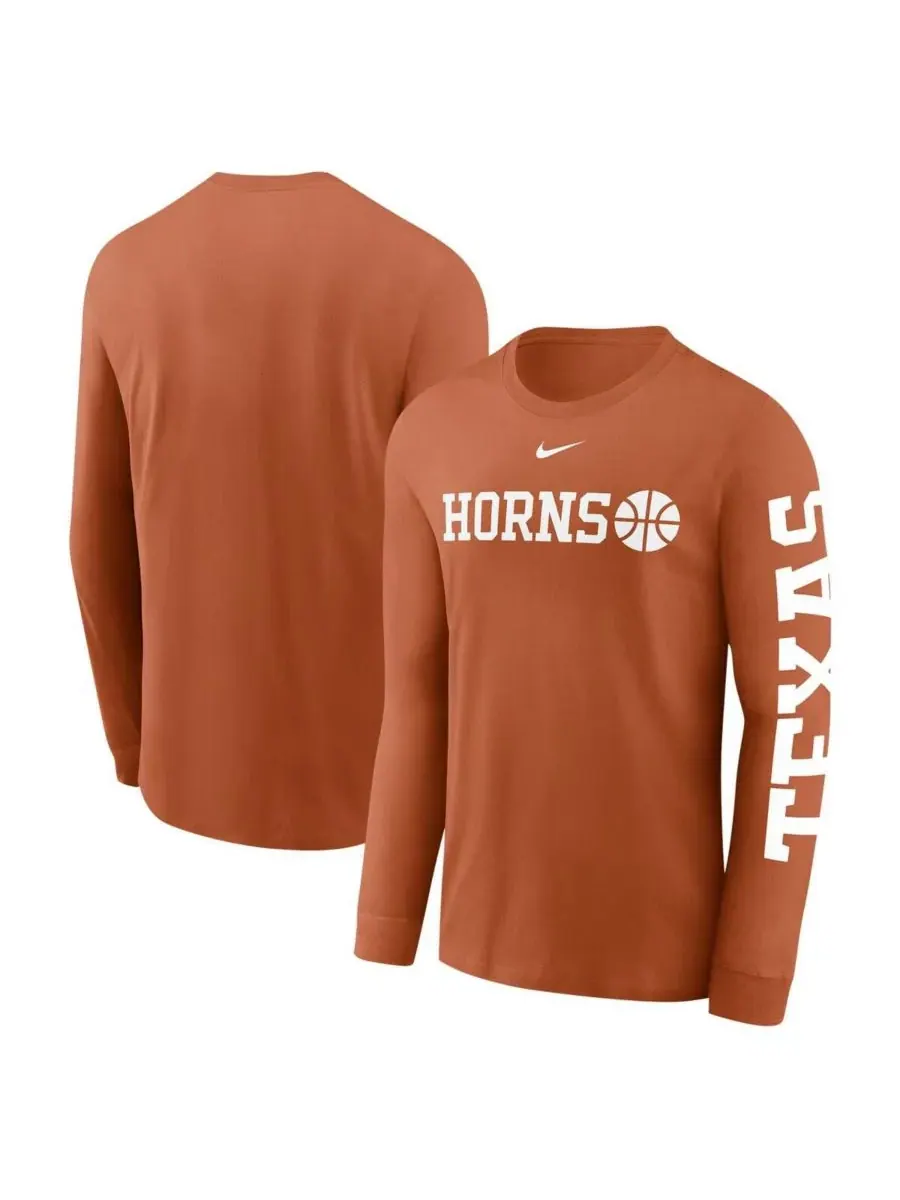 Nike Мужская футболка с длинными рукавами Texas Orange Texas Longhorns Basketball Icon Two-Hit