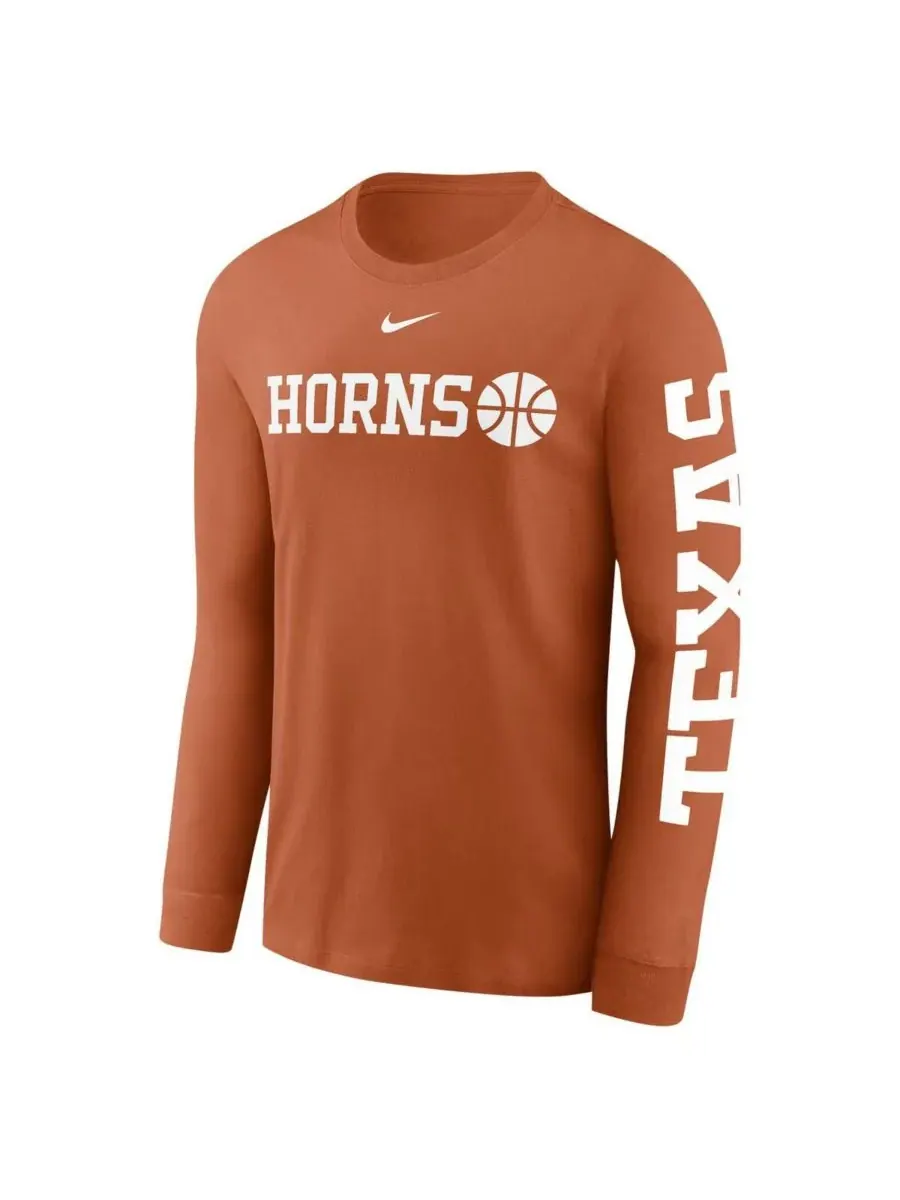 Nike Мужская футболка с длинными рукавами Texas Orange Texas Longhorns Basketball Icon Two-Hit — изображение 2 из 3