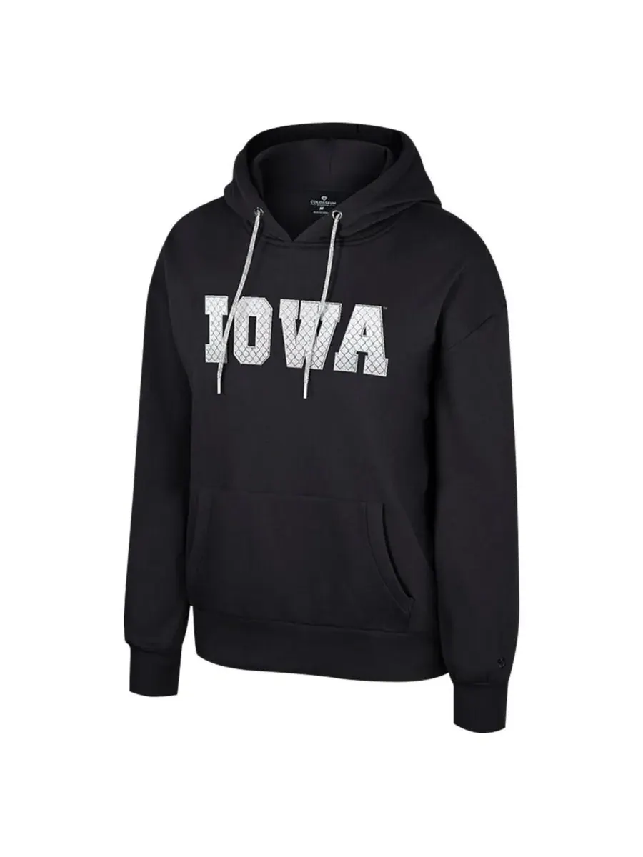 Colosseum Женская черная толстовка с капюшоном Iowa Hawkeyes Reflection Rhinestone Drawcord — изображение 3 из 3, черный