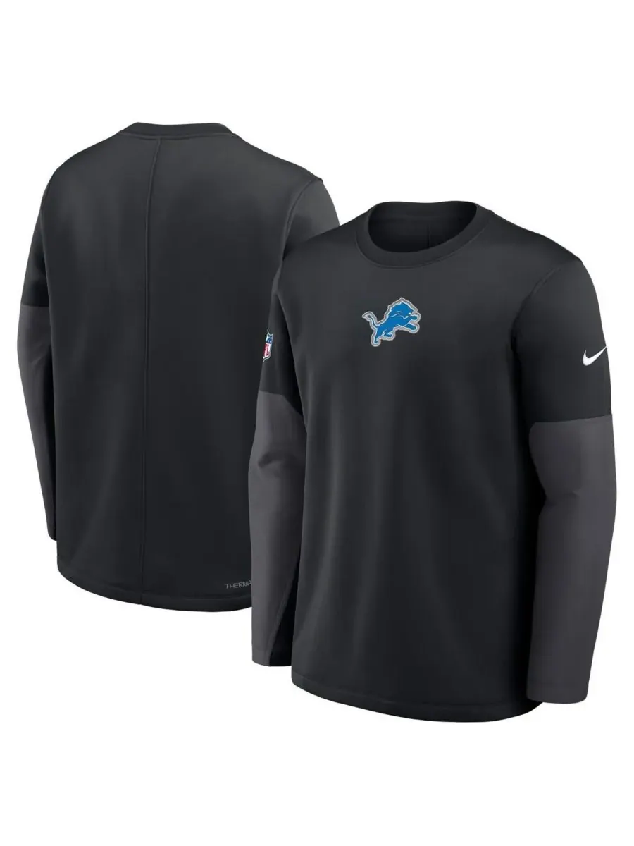 Nike Мужская черная футболка с длинным рукавом Detroit Lions Sideline Scripted to Win Performance — изображение 4 из 5