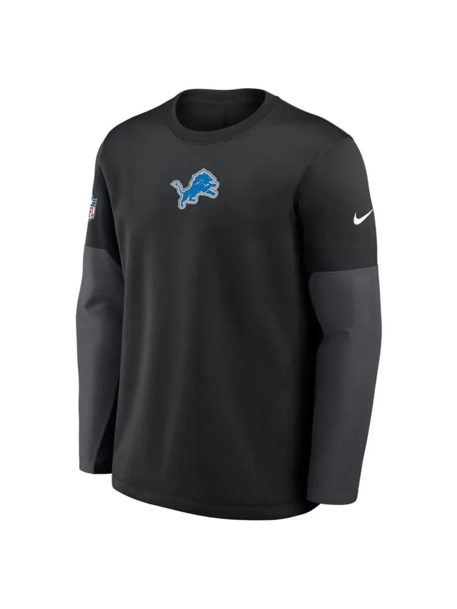 Nike Мужская черная футболка с длинным рукавом Detroit Lions Sideline Scripted to Win Performance — изображение 5 из 5