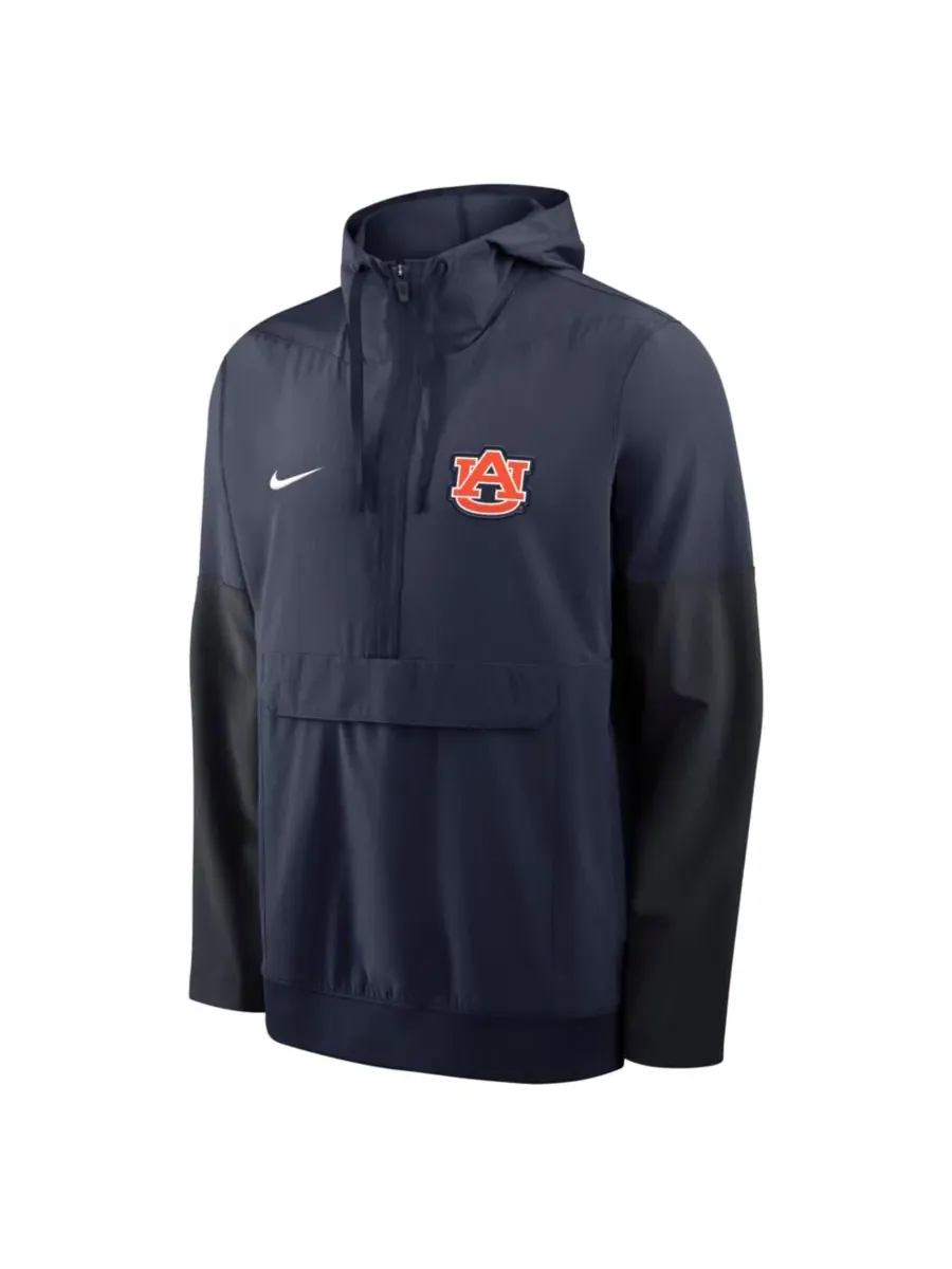 Nike Мужская темно-синяя куртка-анорак с капюшоном и молнией в стиле Auburn Tigers — изображение 2 из 2, темно-синий синий