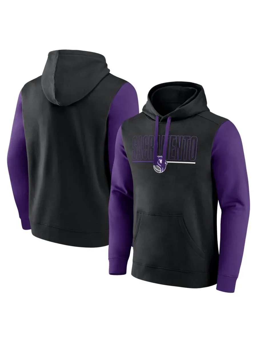 Logo Athletic Мужская черная толстовка с капюшоном Sacramento Kings Outline Colorblock