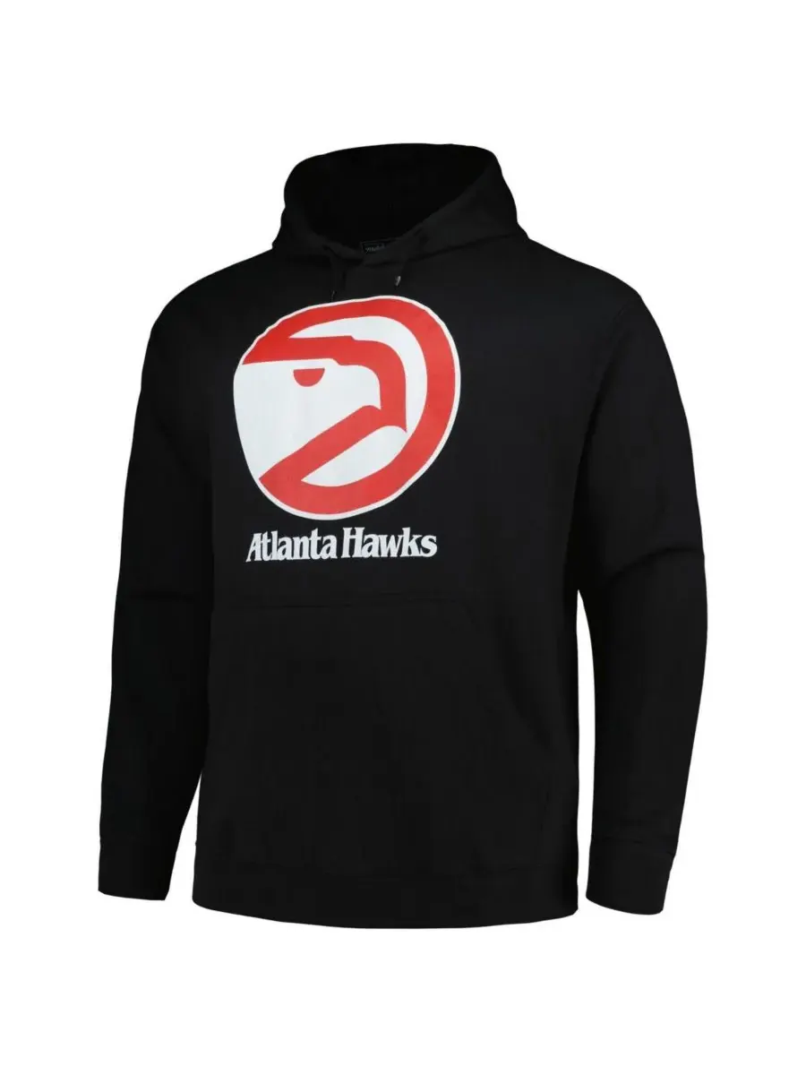 Mitchell & Ness Мужская черная толстовка с капюшоном Hardwood Classics Big Tall с символикой — изображение 3 из 3, черный
