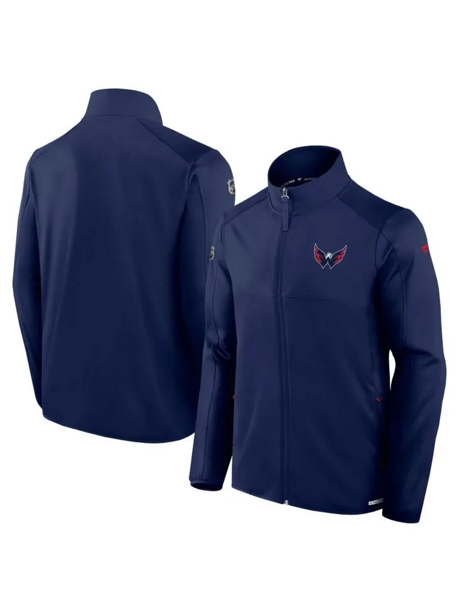 Fanatics Мужская темно-синяя флисовая куртка на молнии с символикой Washington Capitals Authentic